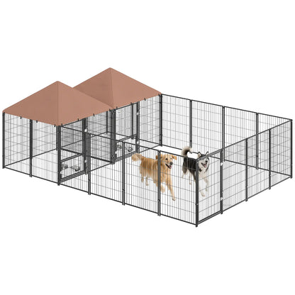 Large Outdoor Dog Kennel, 2 Rooms, Rotating Bowls, 13.5' x 9.4' x 5.1' Houses, Kennels & Pens at Gallery Canada