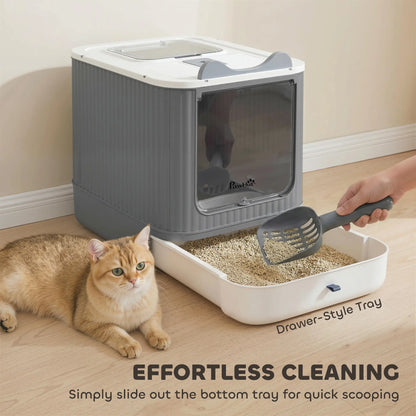 Enclosed Kitty Litter Box With Lid, Front-Entry, Top-Exit, Scoop, Deodorizer Bag, Medium, White Cat Litter Box Enclosures at Gallery Canada