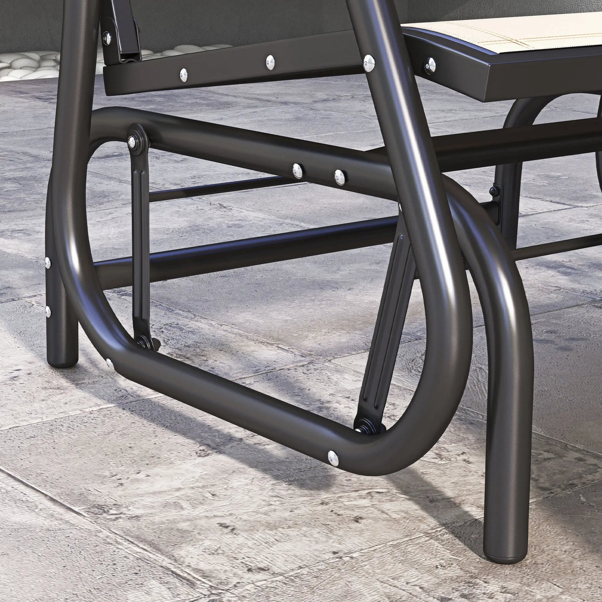 Patio Glider, Breathable Mesh Seat, Metal Frame Swing Chair, Cream Outdoor Gliders at Gallery Canada