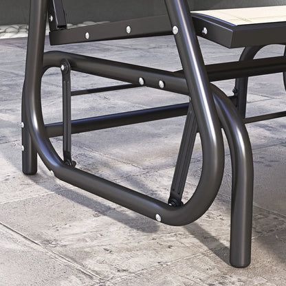 Patio Glider, Breathable Mesh Seat, Metal Frame Swing Chair, Cream Outdoor Gliders at Gallery Canada