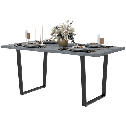 63" Industrial Kitchen Table, Wave-Edged Tabletop, Steel Legs, Cement Grey Dining Tables Cement Grey, Black at Gallery Canada