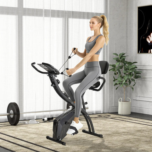 Folding Exercise Bike, 8-Level Magnetic Resistance, Adjustable Seat, Black