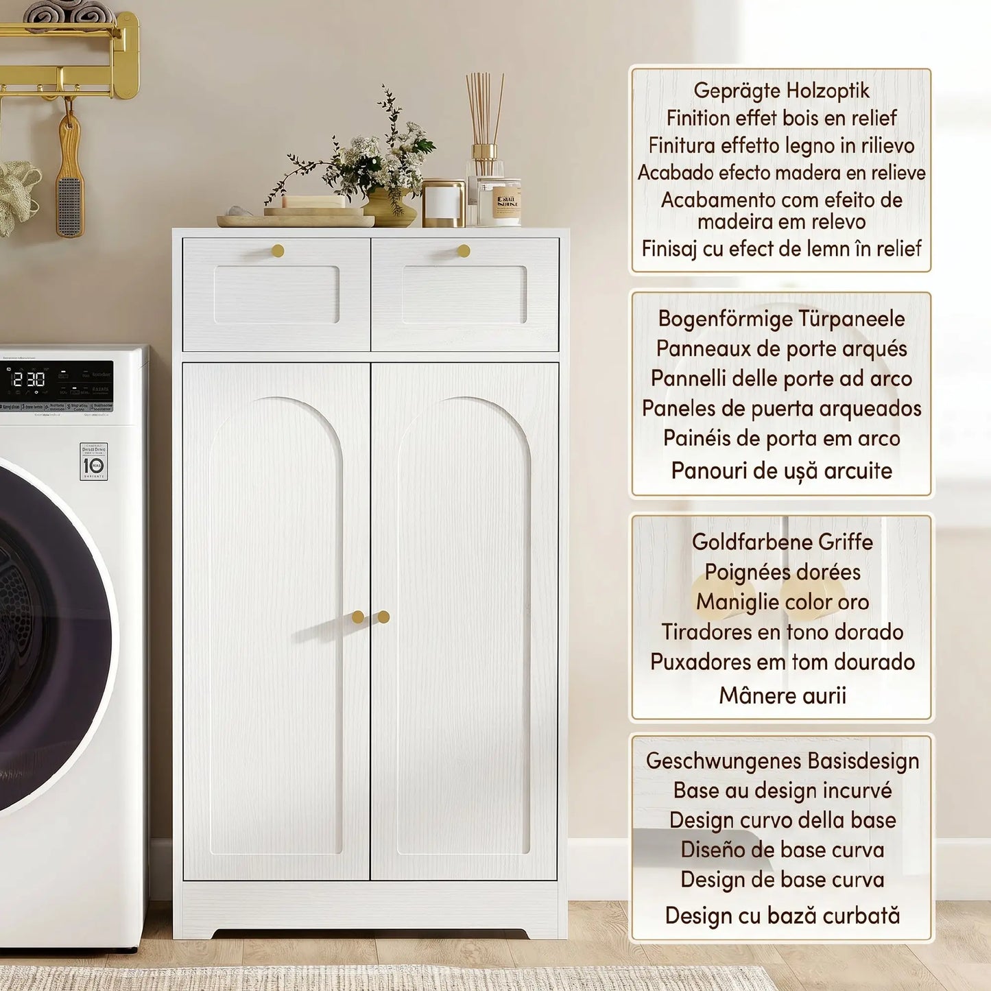 Bathroom Floor Cabinet With 2 Drawers, White