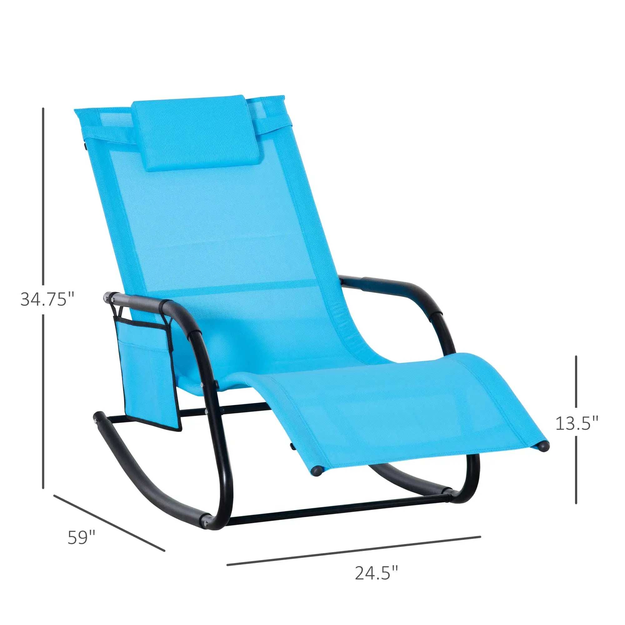 Outdoor Rocking Chair, Mesh Fabric, Removable Headrest, Side Pocket, Dark Blue Outdoor Rocking Chairs at Gallery Canada