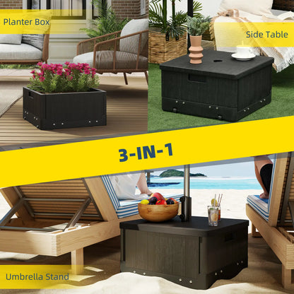 3-in-1 Outdoor Umbrella Base with Wheels, Side Table, Planter Box, 175lbs, Black Umbrella Bases at Gallery Canada