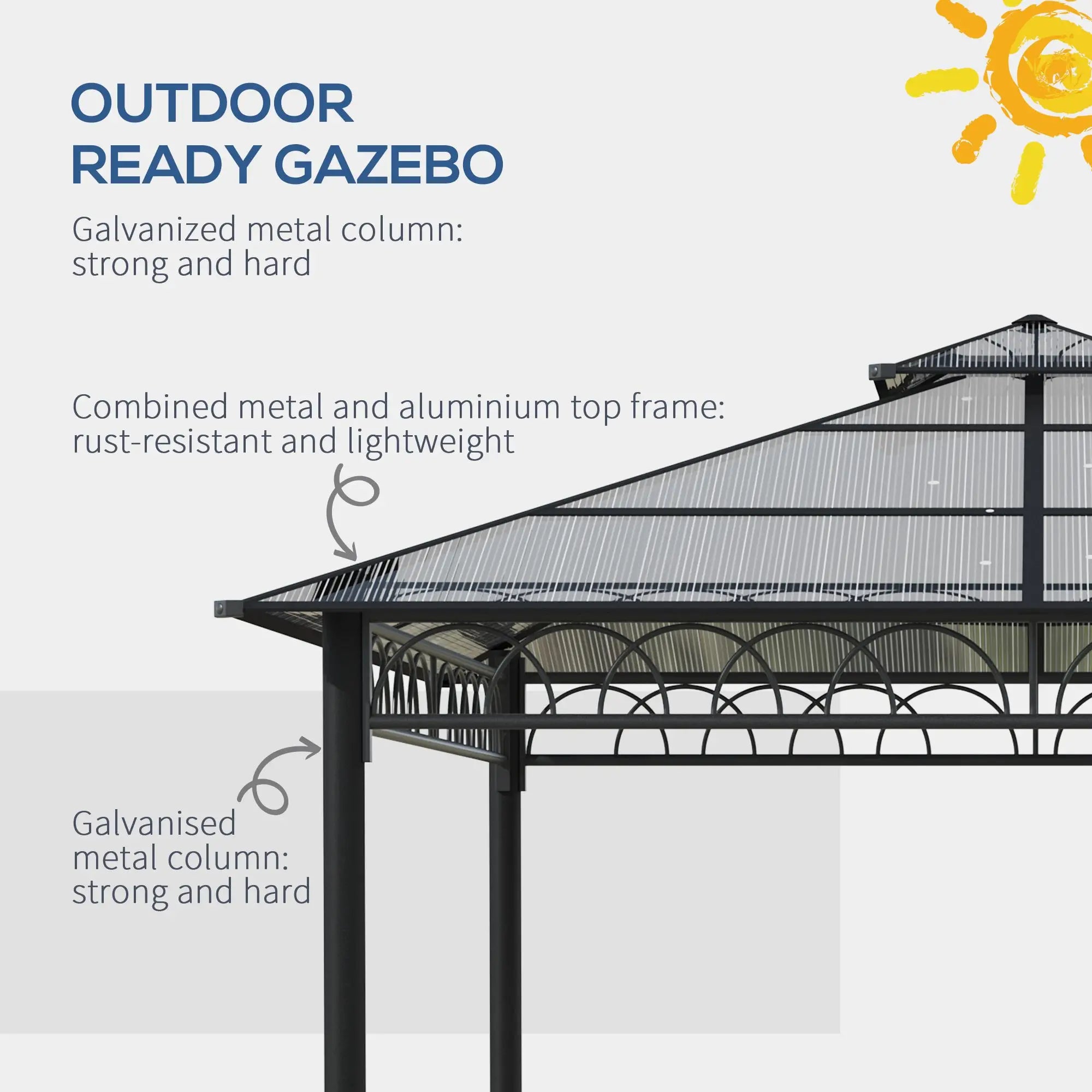 9' x 10' Outdoor Hardtop Gazebo, Steel Frame, Nettings, Curtains, Khaki Gazebos at Gallery Canada