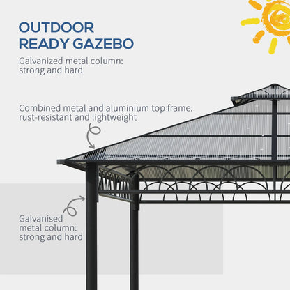 9' x 10' Outdoor Hardtop Gazebo, Steel Frame, Nettings, Curtains, Khaki Gazebos at Gallery Canada