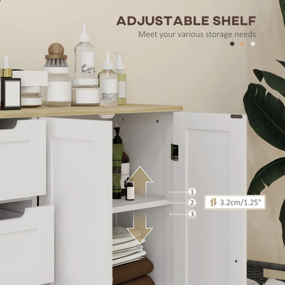 Freestanding Bathroom Floor Cabinet, Adjustable Shelf, 4 Drawers, 2 Doors, White Freestanding Bathroom Cabinets at Gallery Canada