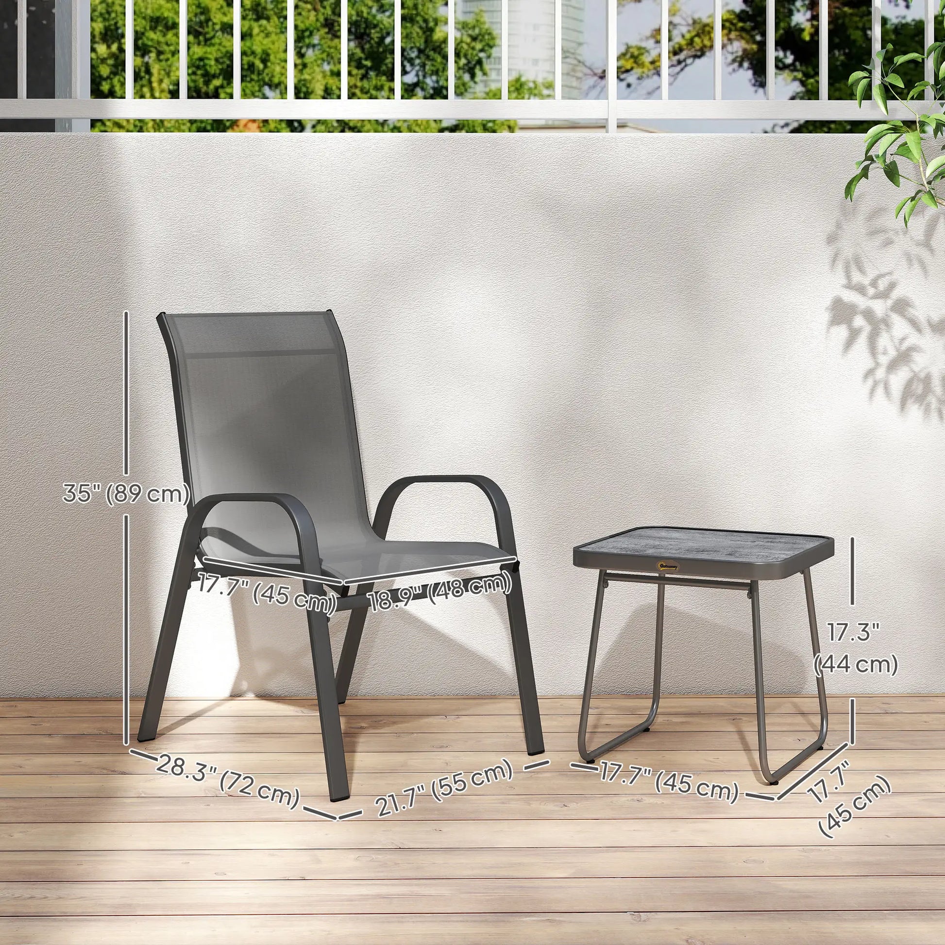 Outdoor Bistro Set, 3-Piece Patio Set, Mesh Fabric, Light Grey Bistro Sets at Gallery Canada