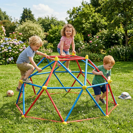 6 FT Climbing Dome Jungle Gym, UV-Resistant Steel, 396 lbs, Ages 3-8, Rust Gym Sets & Swings Red, Blue, Yellow at Gallery Canada