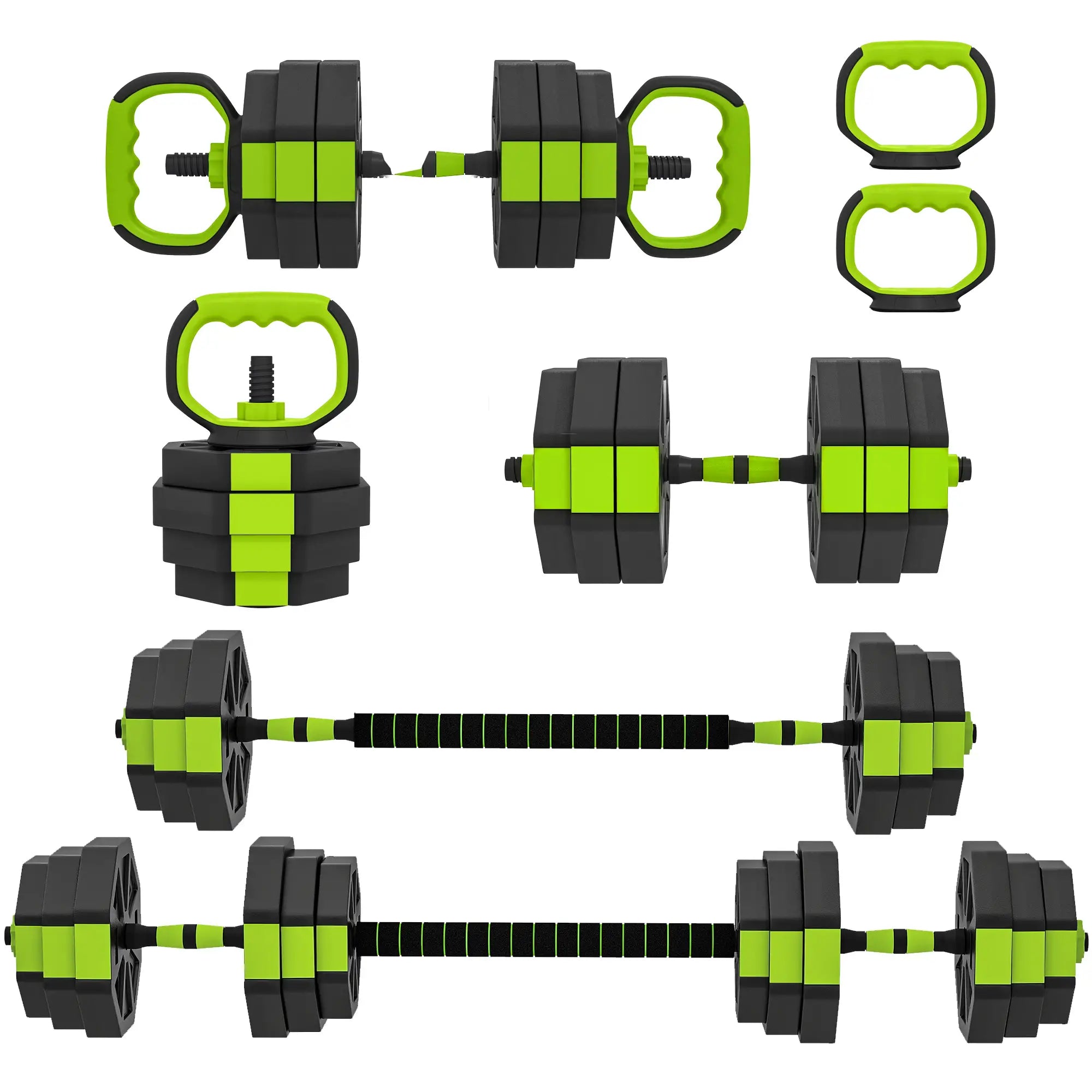 4-in-1 Adjustable Dumbbell Set, 66lbs, Green Dumbbells & Barbells Green at Gallery Canada
