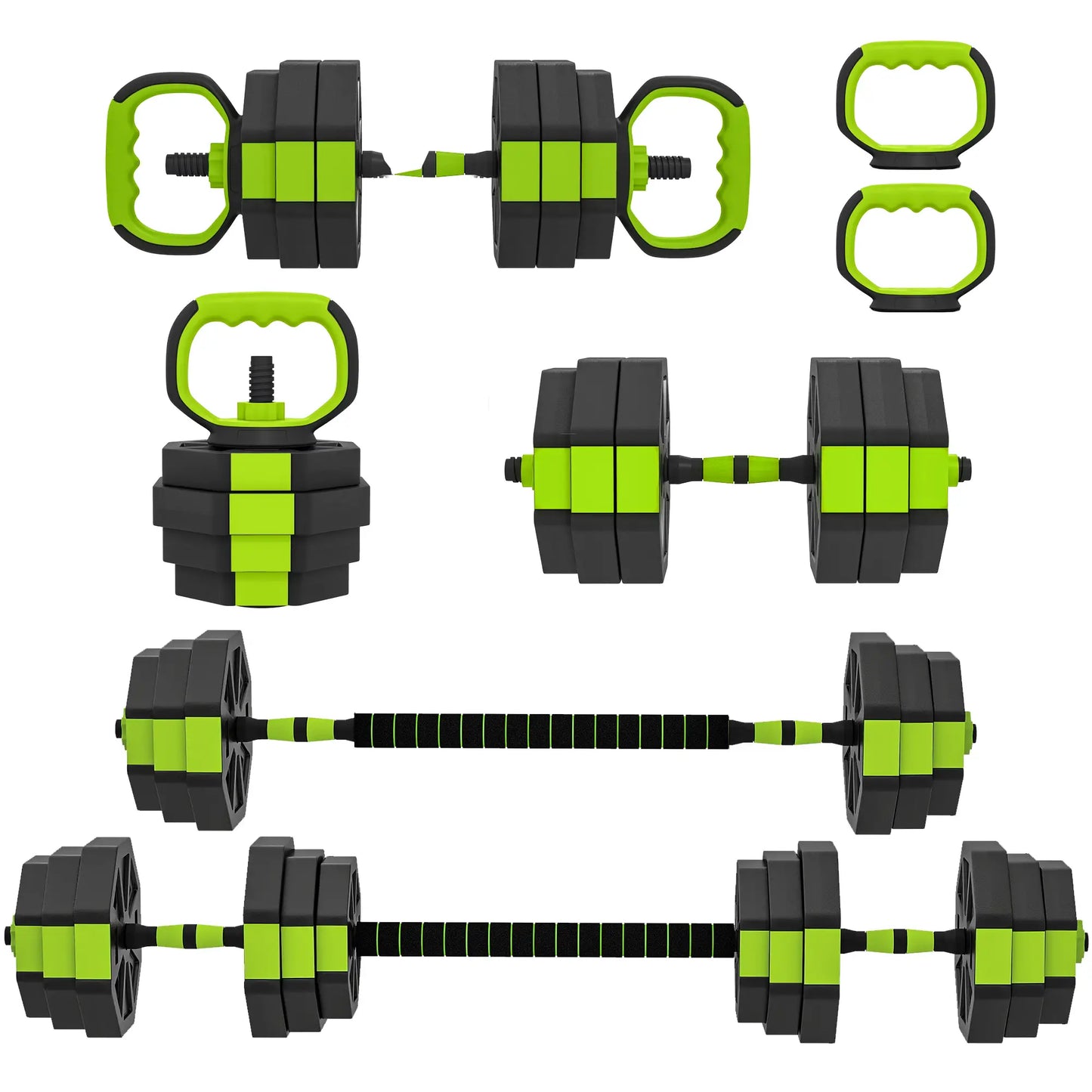 4-in-1 Adjustable Dumbbell Set, 66lbs, Green Dumbbells & Barbells Green at Gallery Canada