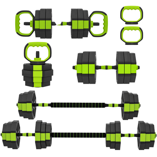 4-in-1 Adjustable Dumbbell Set, 66lbs, Green
