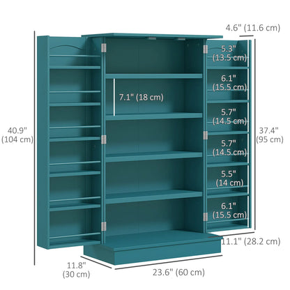 41 Storage Cabinet, 2-Door Kitchen Pantry, 5-Tier Shelving, Teal Blue Kitchen Pantry Cabinets at Gallery Canada
