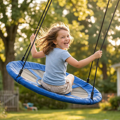 43.25" Saucer Swing, Adjustable Rope Seat, Indoor Outdoor, Blue Gym Sets & Swings at Gallery Canada