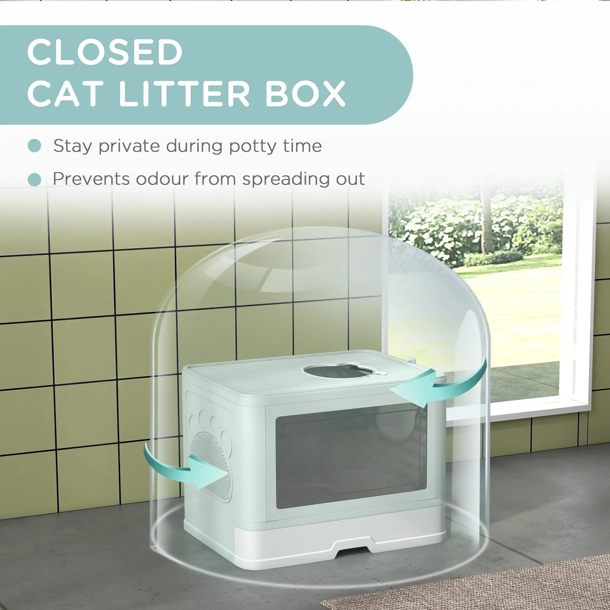 Cat Litter Box, Front Enter Top Exit, Pull Out Tray, Scoop, Green Cat Litter Box Enclosures at Gallery Canada