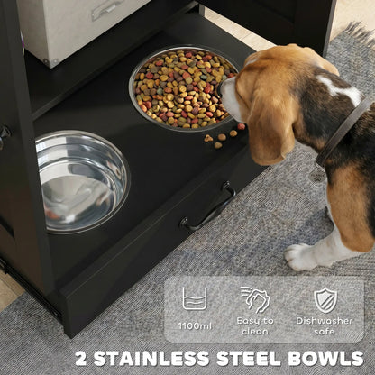 Dog Food Storage Container, Adjustable Panel, Hooks, Medium Size, Black Dog Bowls at Gallery Canada