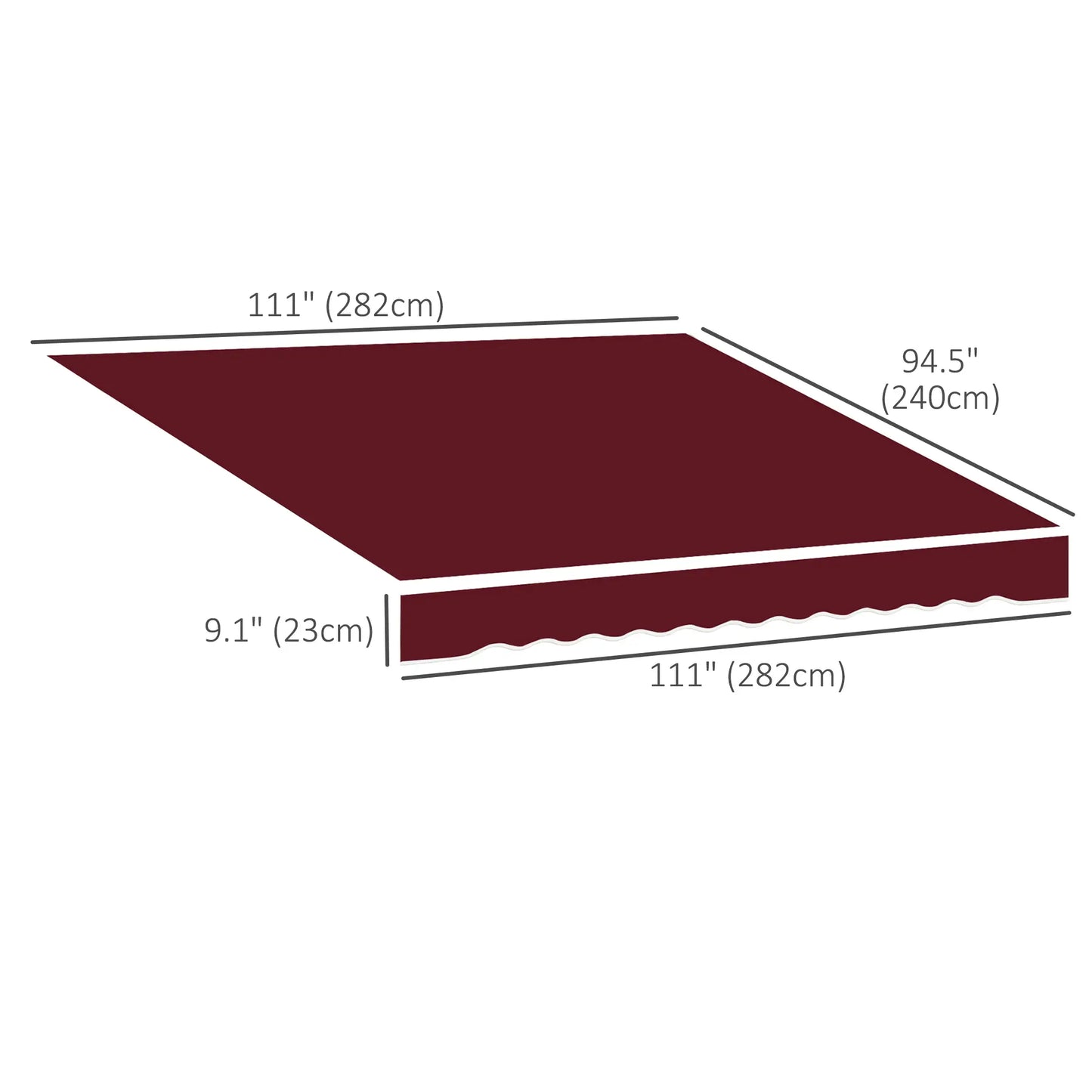 9' x 8' Outdoor Sunshade Canopy, Retractable Awning, UV Protection, Wine Red Awning Fabric Replacement at Gallery Canada