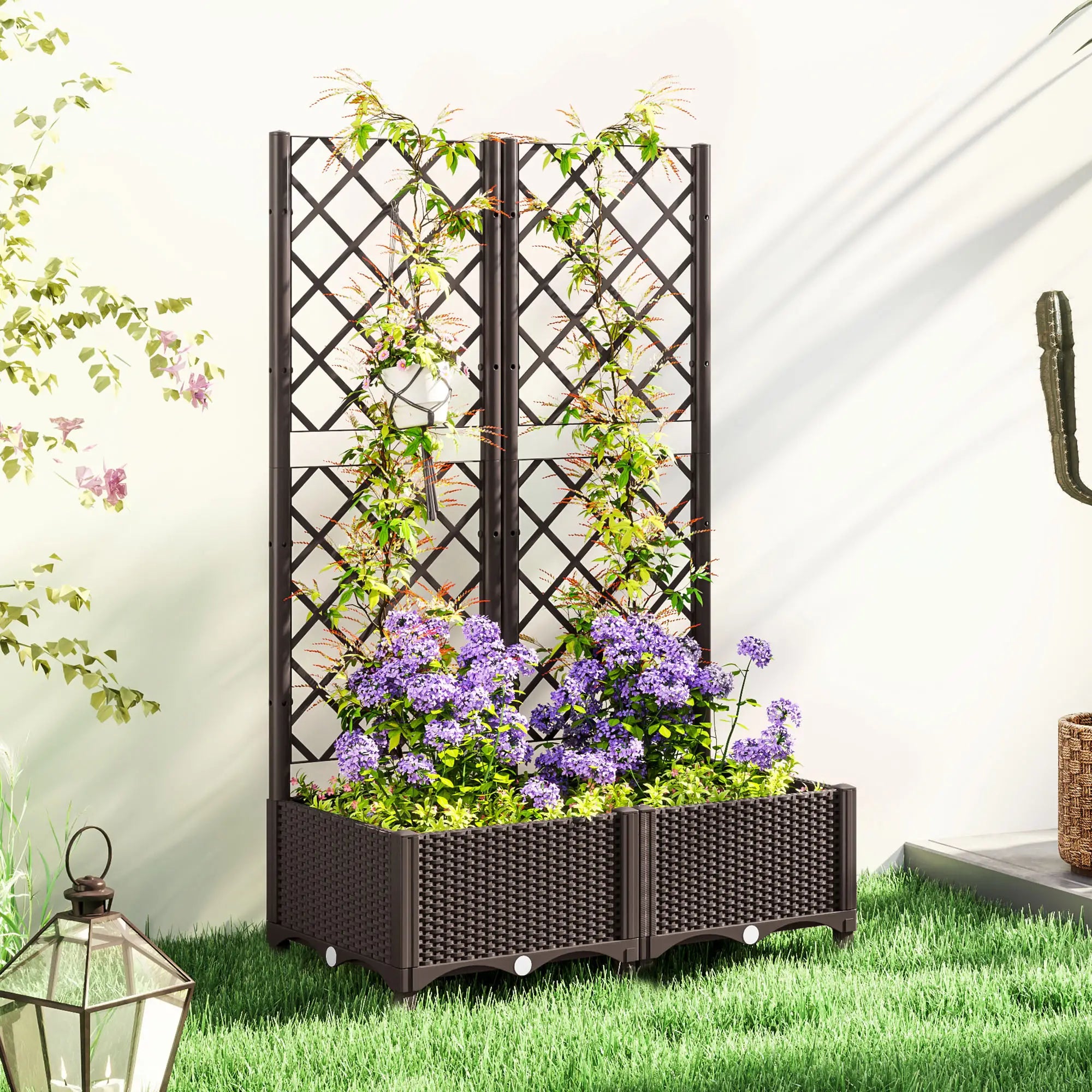 Plastic Raised Garden Bed With Trellis, Drainage Holes And Plugs Raised Garden Beds at Gallery Canada