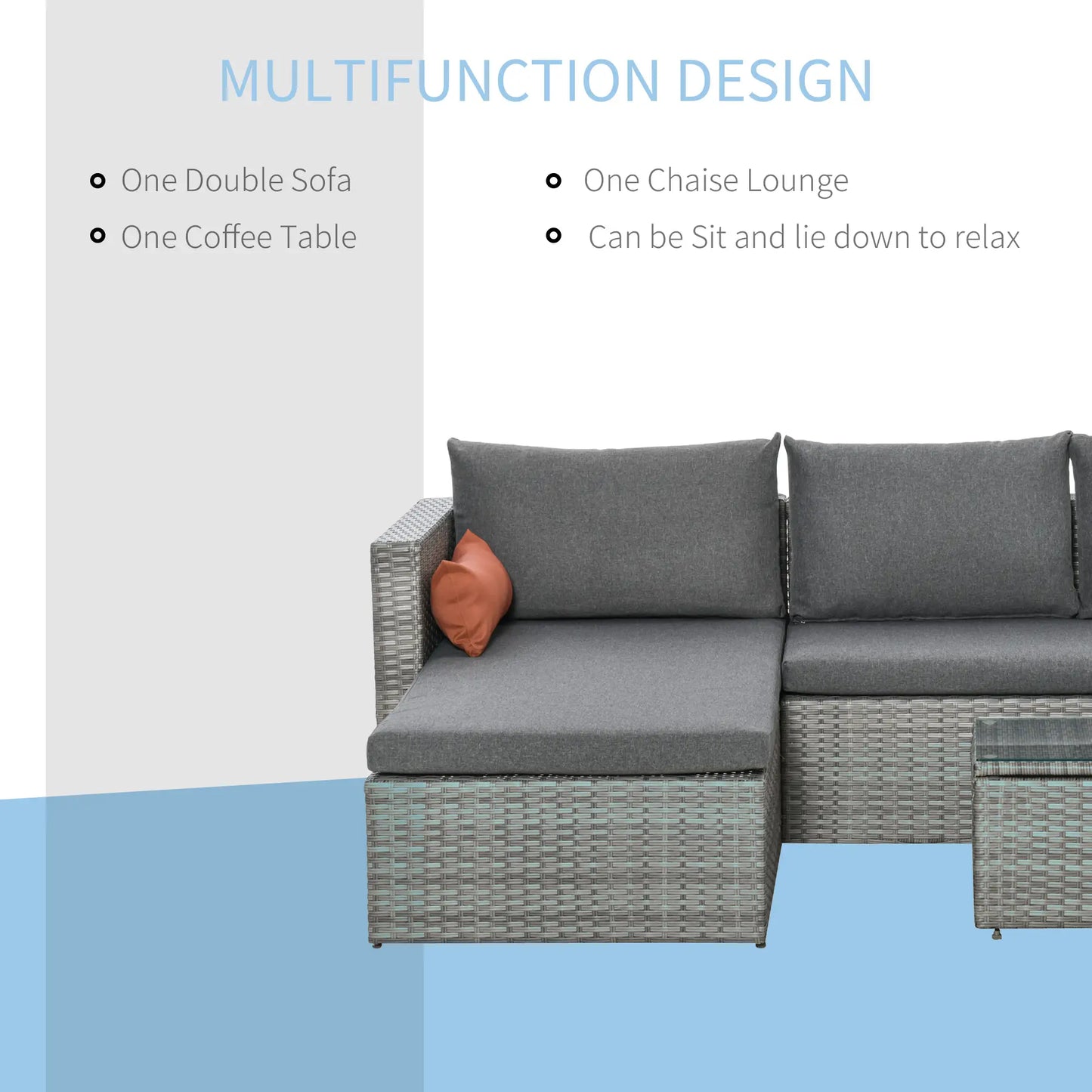 3-Piece Patio Furniture Set, Sectional Sofa, Wicker Chair, Grey Patio Furniture Sets at Gallery Canada