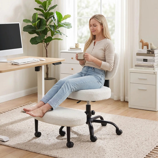 Ergonomic Cross Legged Office Chair, 360 Swivel, Cream Task Chairs Multi Colour at Gallery Canada