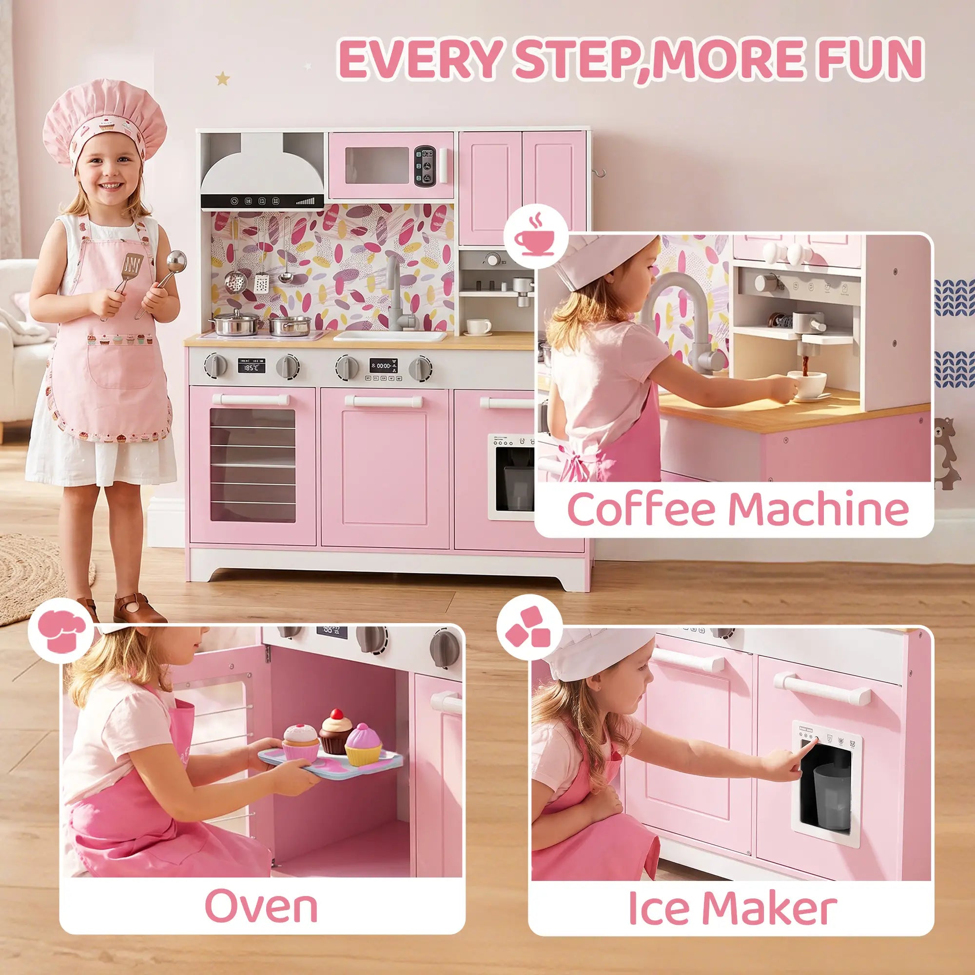 Kids Play Kitchen with Coffee Maker, Ice Maker, Storage, Blue Play Kitchen at Gallery Canada