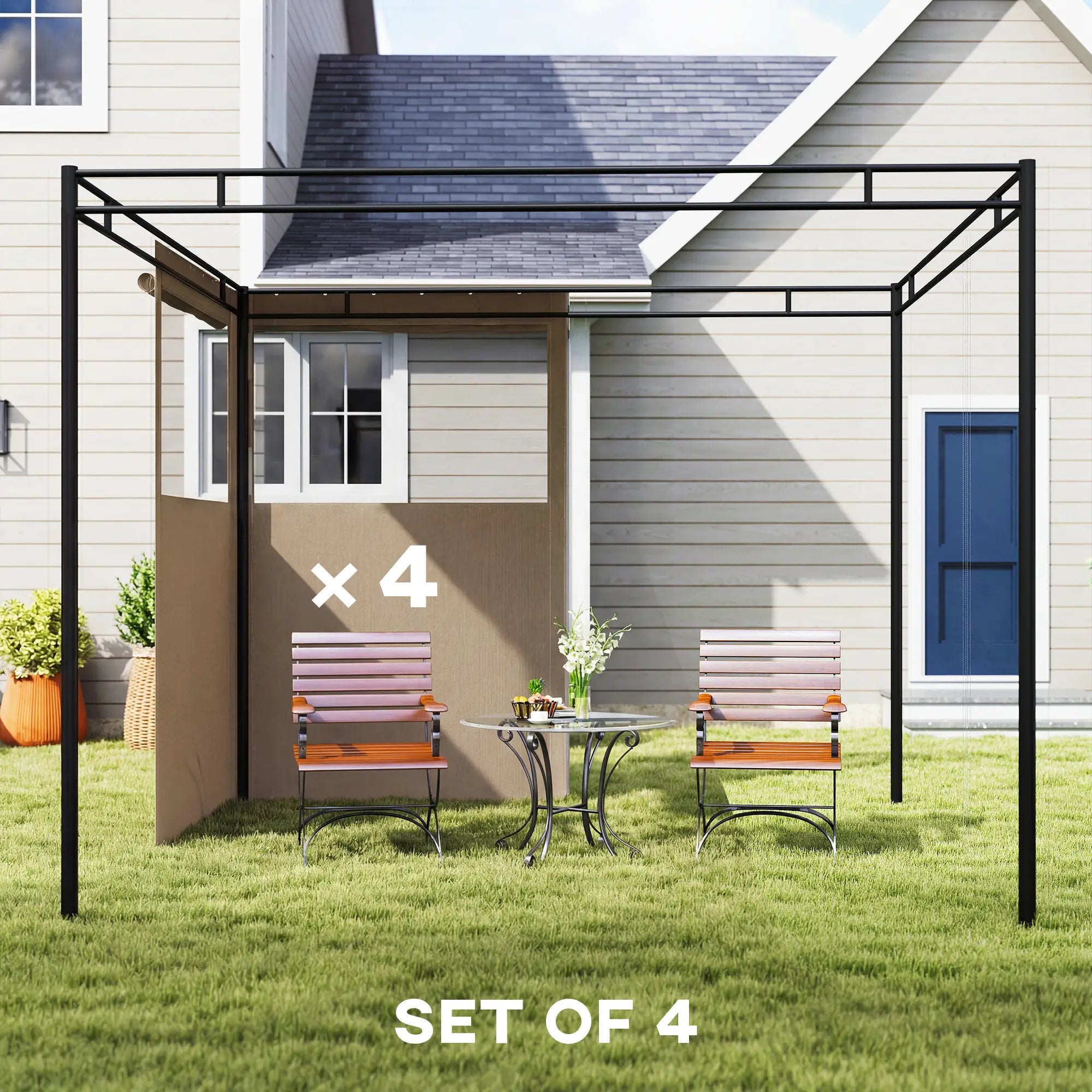 10' x 10' Gazebo Sidewall Set, 4 Panels, Windows, Doors, Khaki Gazebo Sidewalls at Gallery Canada