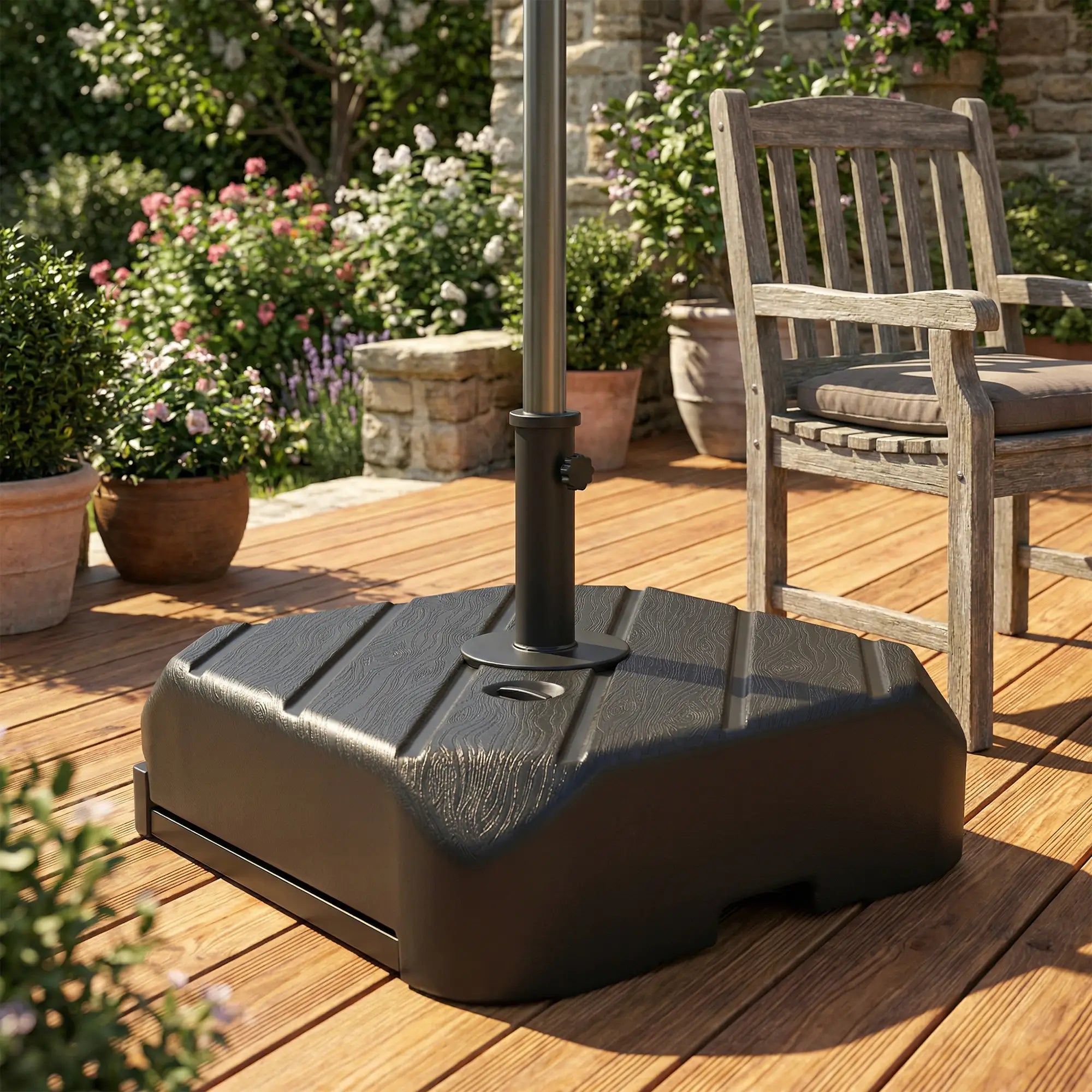 Patio Umbrella Base With Wheels, Telescopic Handle, 158 Lb Stand, Black Umbrella Bases at Gallery Canada