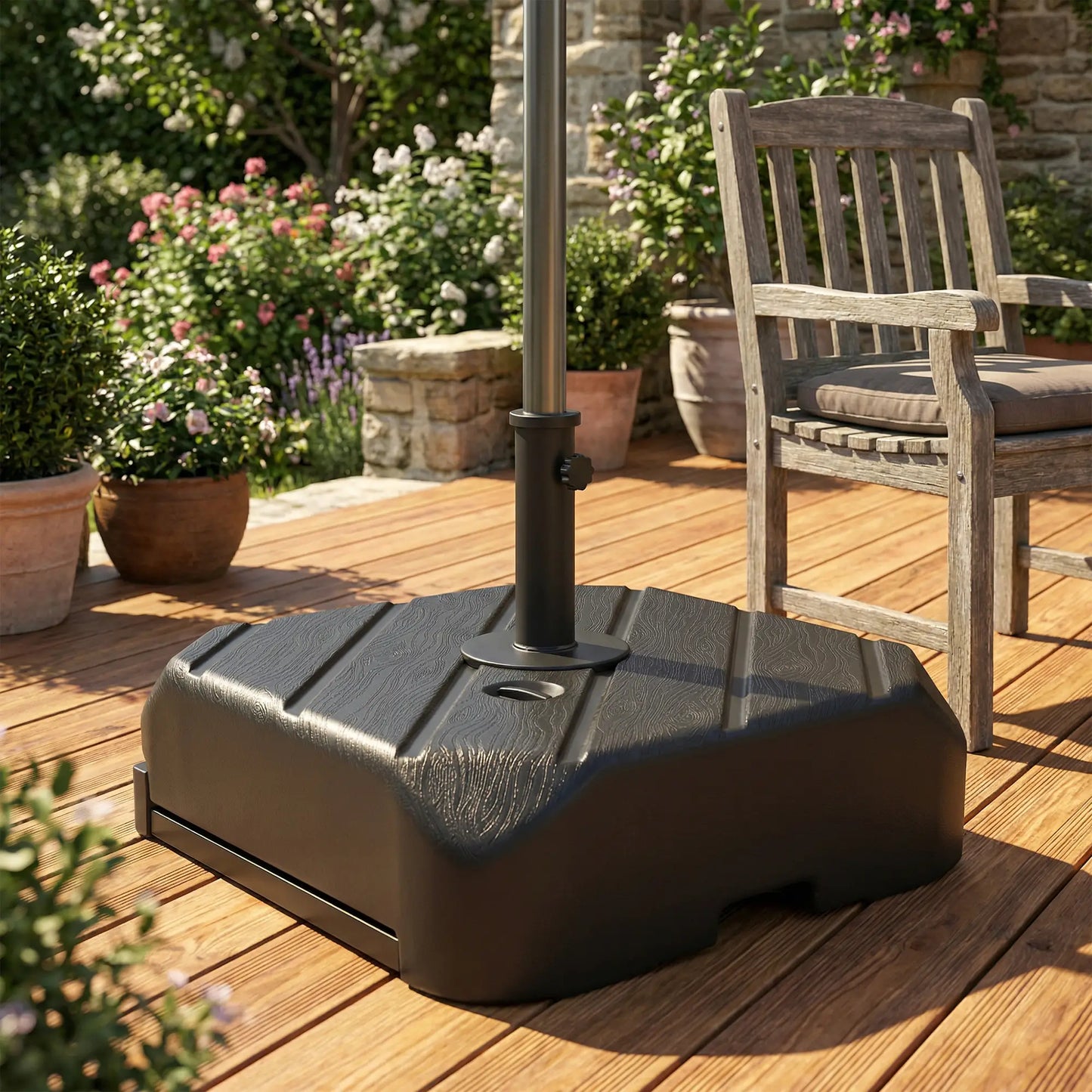 Patio Umbrella Base With Wheels, Telescopic Handle, 158 Lb Stand, Black Umbrella Bases at Gallery Canada