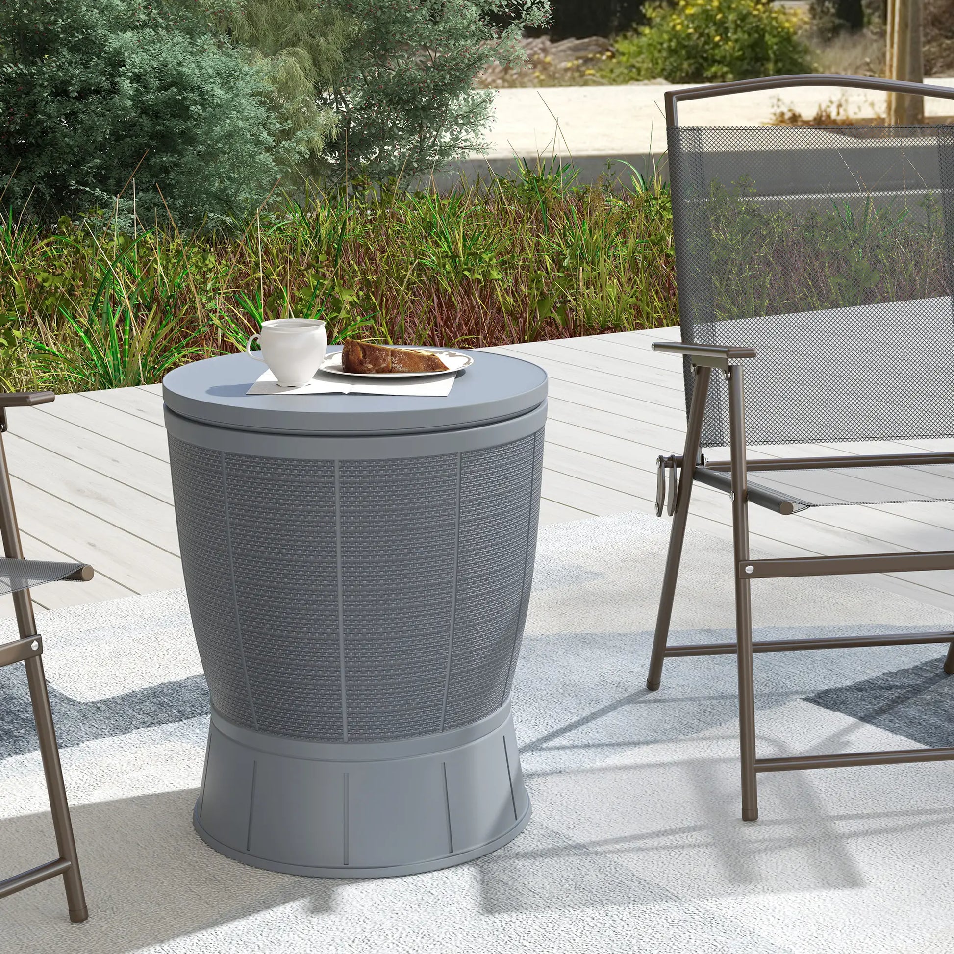 11 Gallon Patio Cooler Side Table, Adjustable Height, Drainage Plug, Grey Patio Side Tables at Gallery Canada