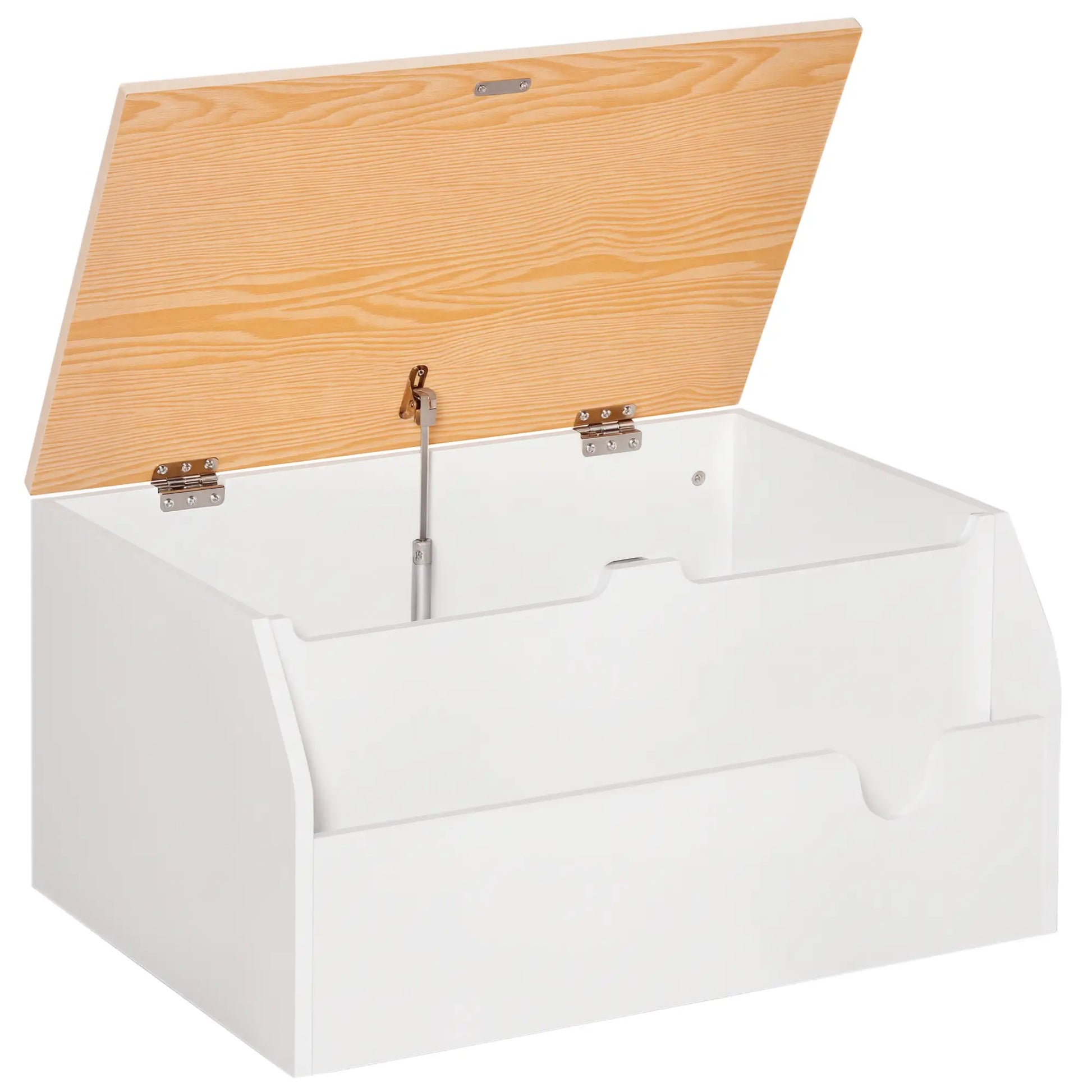 Wooden Kids Toy Box with Lid, Storage Organizer, Safety Hinge, White Baby & Kids Storage at Gallery Canada