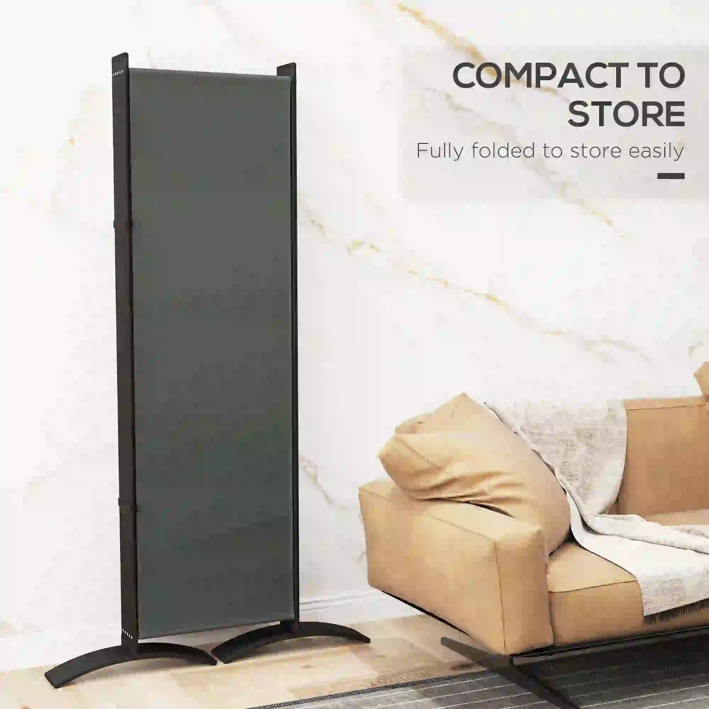 6 Panel Folding Room Divider, UV30+ Privacy Screen, Dark Grey Side Awnings at Gallery Canada