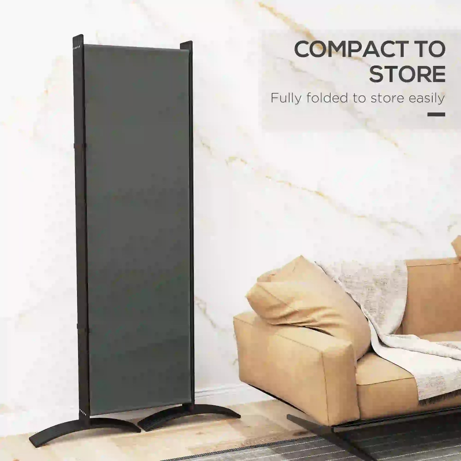 6 Panel Folding Room Divider, UV30+ Privacy Screen, Dark Grey Side Awnings at Gallery Canada