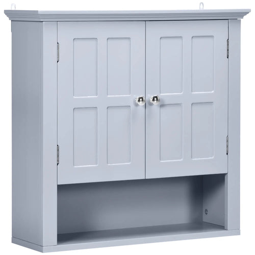 Wall Cabinet, Medicine Cabinet, Over Toilet, Adjustable Shelf, 2 Doors, Gray
