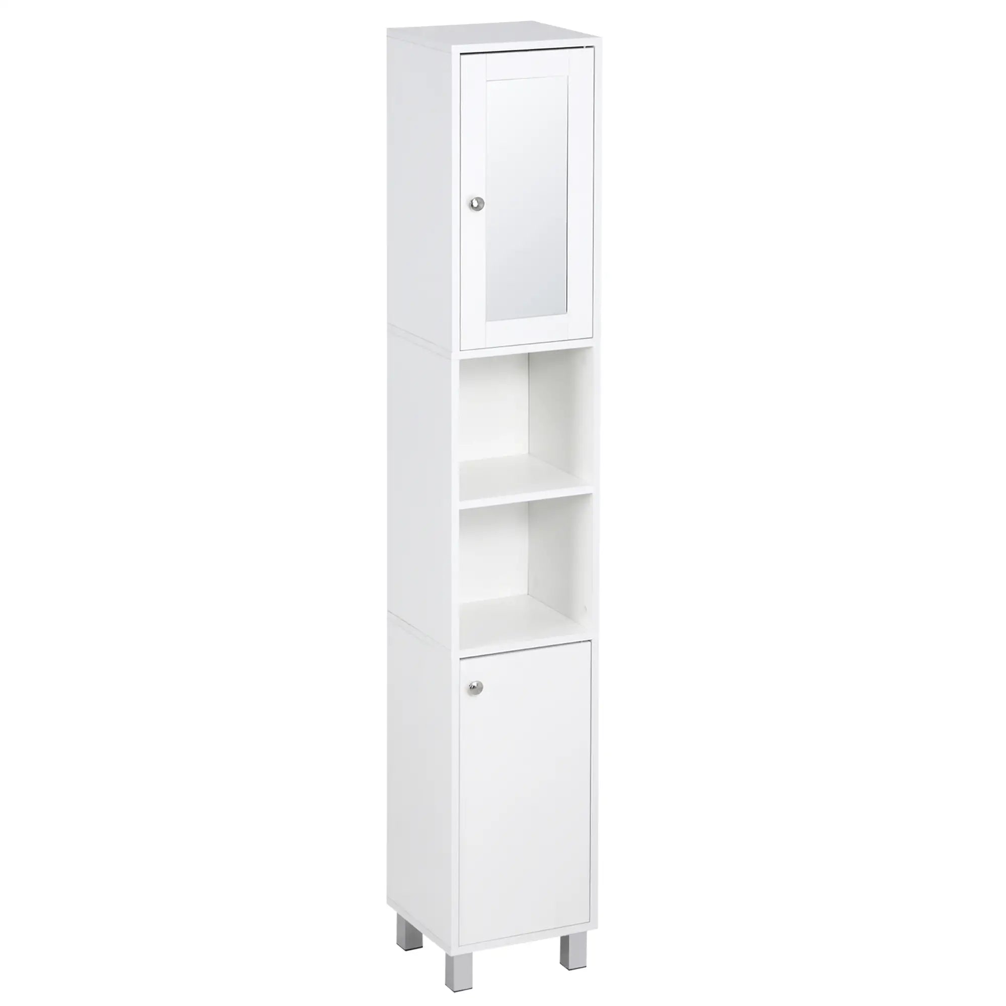 Tall Bathroom Storage Cabinet with Mirror, Adjustable Shelves, White Bathroom Cabinets at Gallery Canada