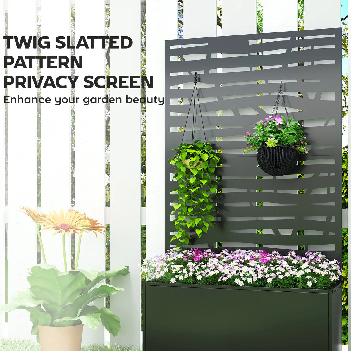 Metal Planter Box With Trellis, Raised Garden Bed With Privacy Screen Galvanized Planter Boxes at Gallery Canada