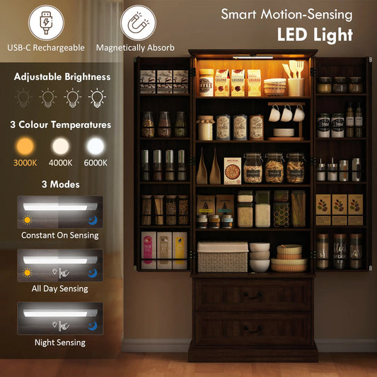 72" Kitchen Pantry Cabinet, 10 Shelves, 2 Drawers, Brown Kitchen Pantry Cabinets at Gallery Canada