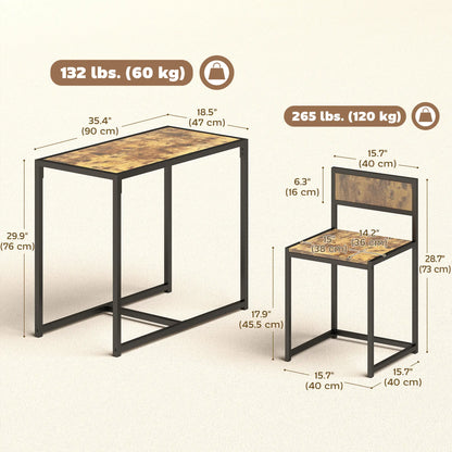 Ensemble de salle à manger industriel pour 2, table de cuisine et chaises