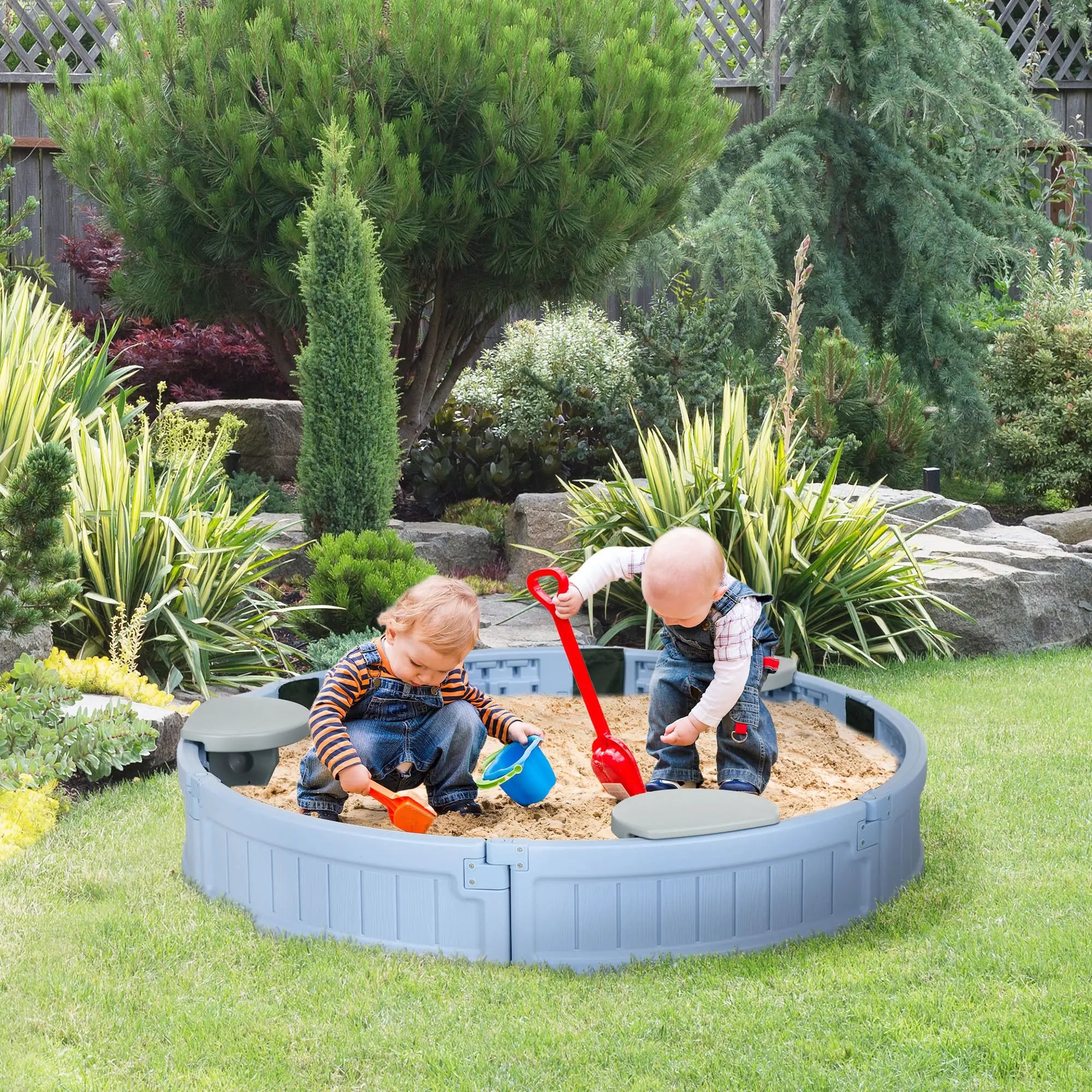 Kids Outdoor Sandbox with Cover, 3-12 Years, Light Blue Sandboxes & Accessories at Gallery Canada