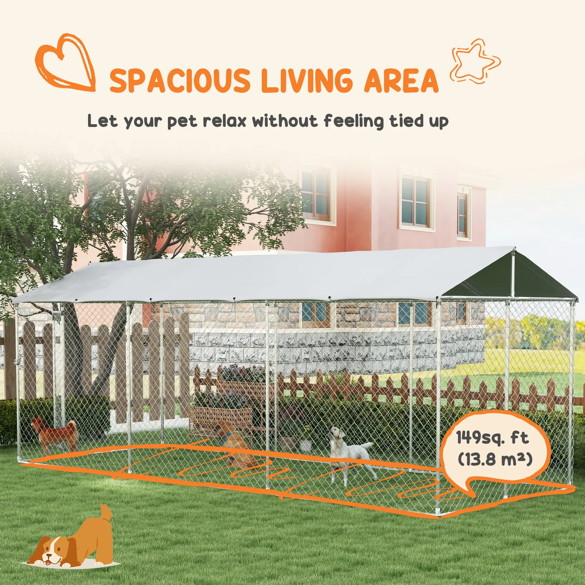 19.7' x 7.5' x 7.5' Outdoor Dog Kennel, Waterproof UV Resistant Cover, Silver Houses, Kennels & Pens at Gallery Canada