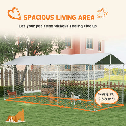 19.7' x 7.5' x 7.5' Outdoor Dog Kennel, Waterproof UV Resistant Cover, Silver Houses, Kennels & Pens at Gallery Canada