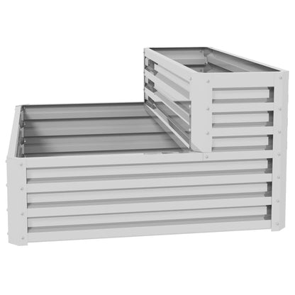 2 Tier Galvanized Raised Garden Bed, Steel Planter Box, 47" x 40" x 23", Silver Galvanized Planter Boxes at Gallery Canada