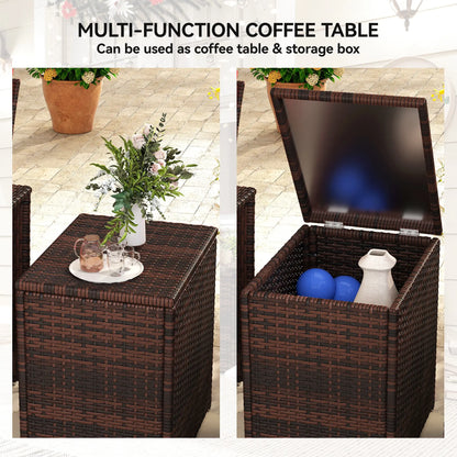 3 Pc Wicker Patio Set, Rattan Bistro with Storage Table, Thickened Cushions, Outdoor Garden Set, Red Bistro Sets at Gallery Canada