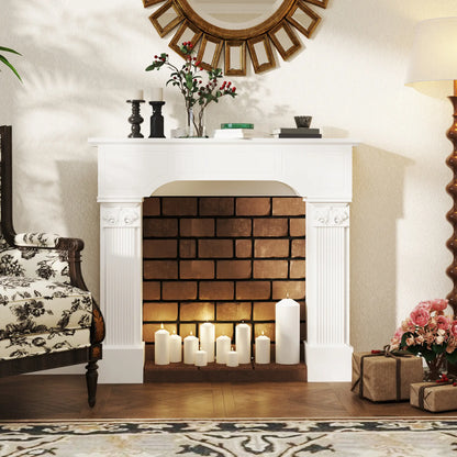 Baroque Fireplace Mantle, Freestanding Surround, 43.25 Inch x 42.75 Inch, White Fireplaces & Accessories at Gallery Canada