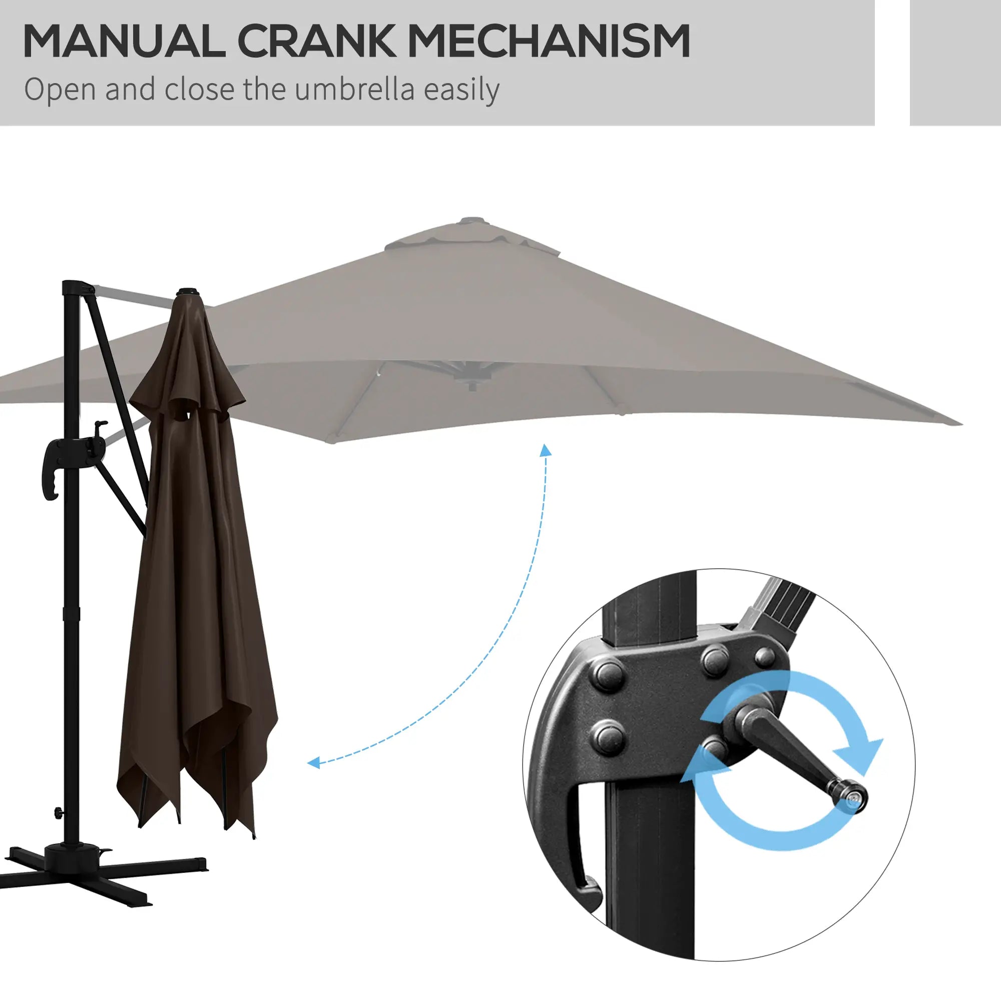10x10ft Rotatable Square Cantilever Umbrella, 4 Adjustable Angles Cantilever Umbrellas at Gallery Canada