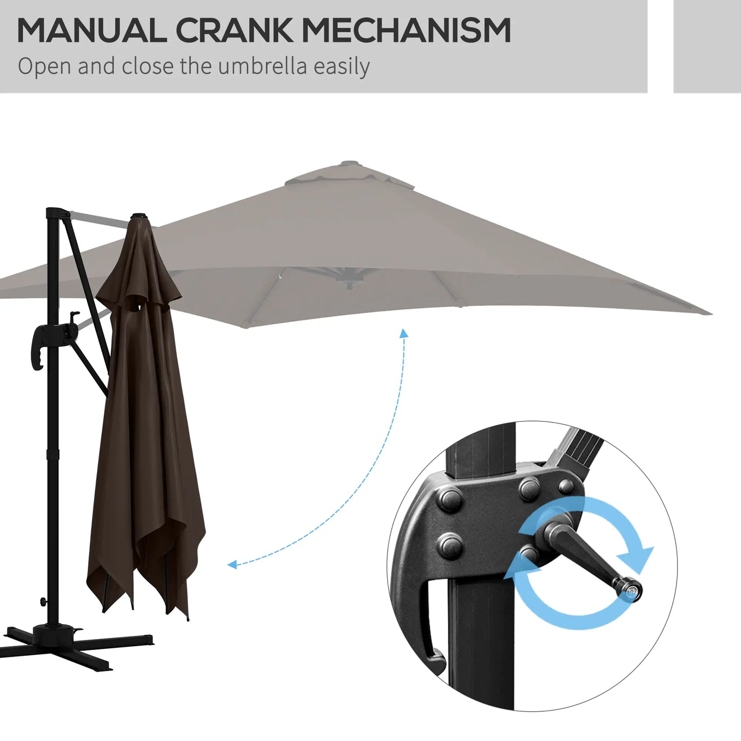 10x10ft Rotatable Square Cantilever Umbrella, 4 Adjustable Angles Cantilever Umbrellas at Gallery Canada