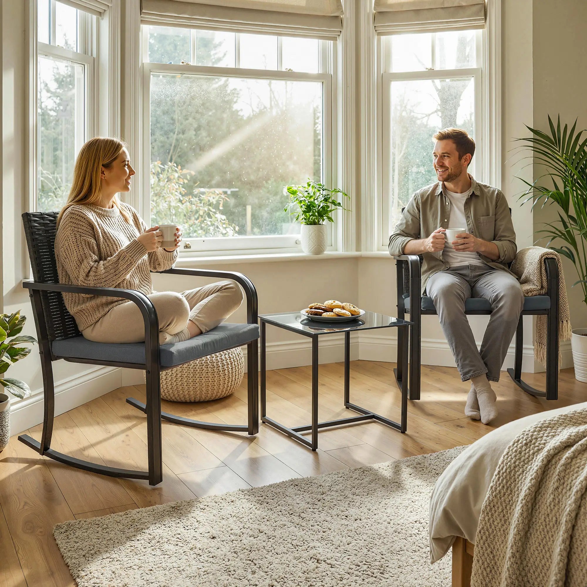 3-Piece Rocking Bistro Set, Outdoor Patio Furniture, Grey Bistro Sets at Gallery Canada
