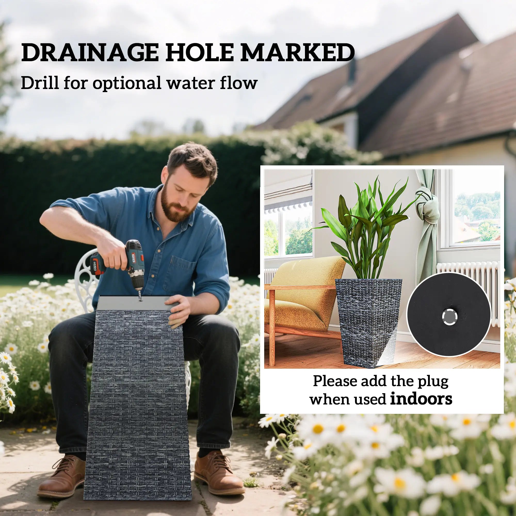 Set of 3 Tall Plant Stand, Outdoor Indoor Flower Pot, Mixed Grey, Grey Garden Accessories at Gallery Canada