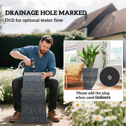 Set of 3 Tall Plant Stand, Outdoor Indoor Flower Pot, Mixed Grey, Grey Garden Accessories at Gallery Canada