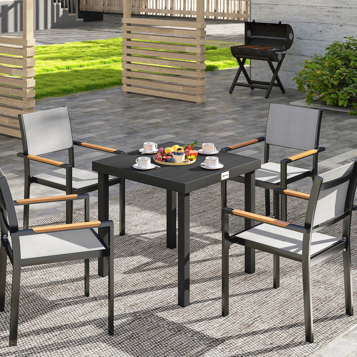 Square Aluminum Patio Dining Table, Black Patio Dinning Tables at Gallery Canada